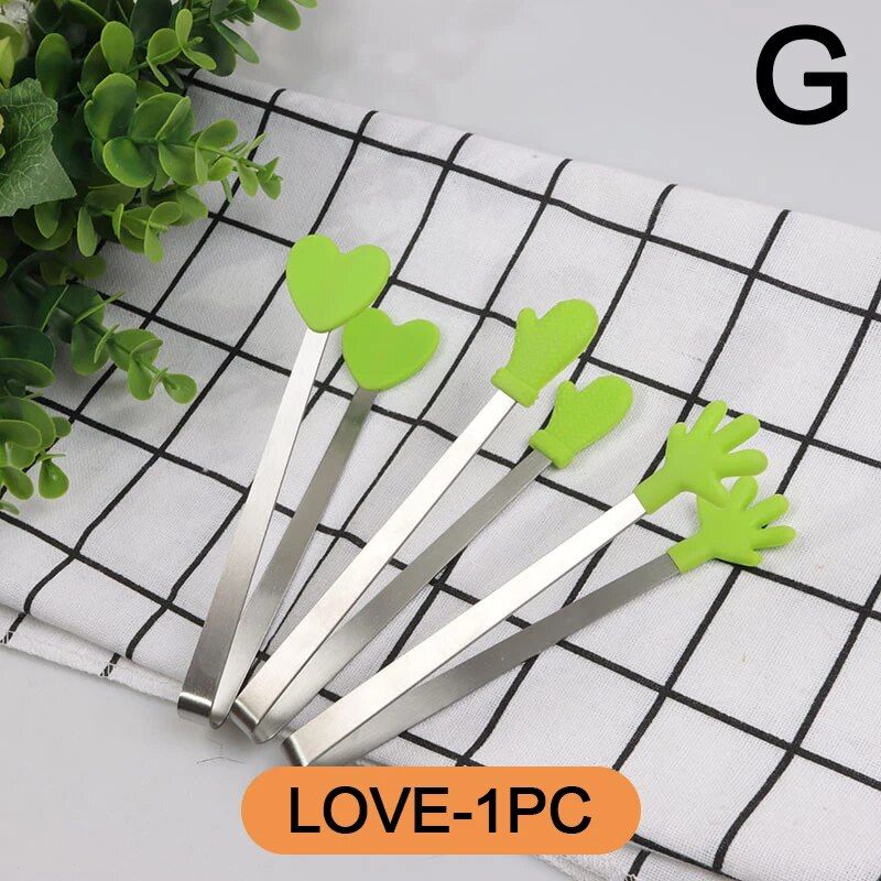 Creative Small Palm Heart Silicone Food Tongs