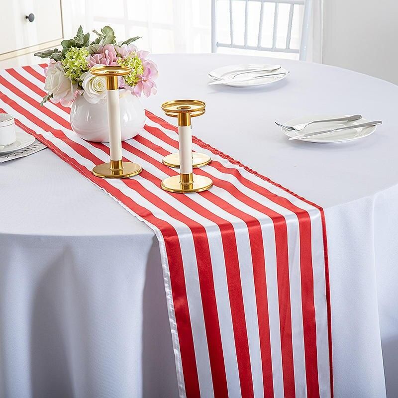 Elegant Black and White Striped Polyester Table Runner for All Occasions