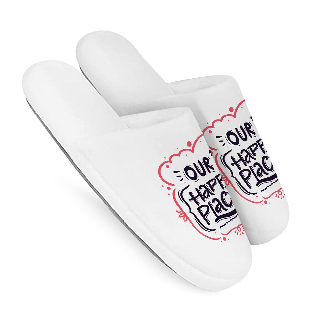 Our Happy Place Memory Foam Slippers - Themed Slippers - Cool Design Slippers