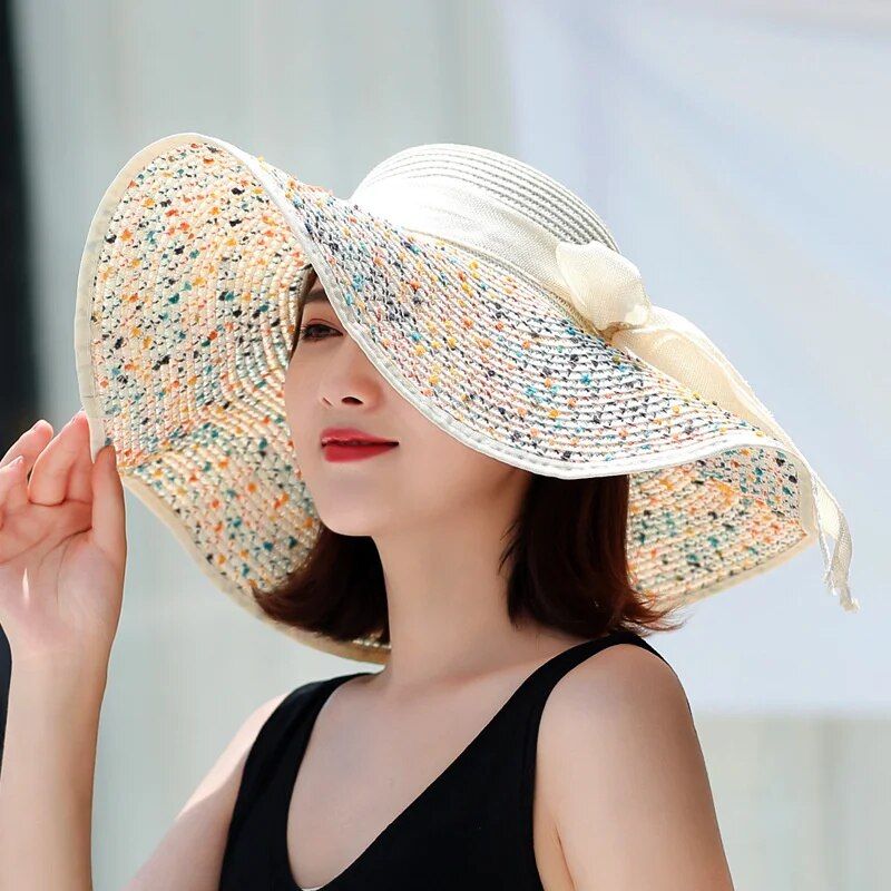 Elegant Wide Brim Summer Straw Hat for Women