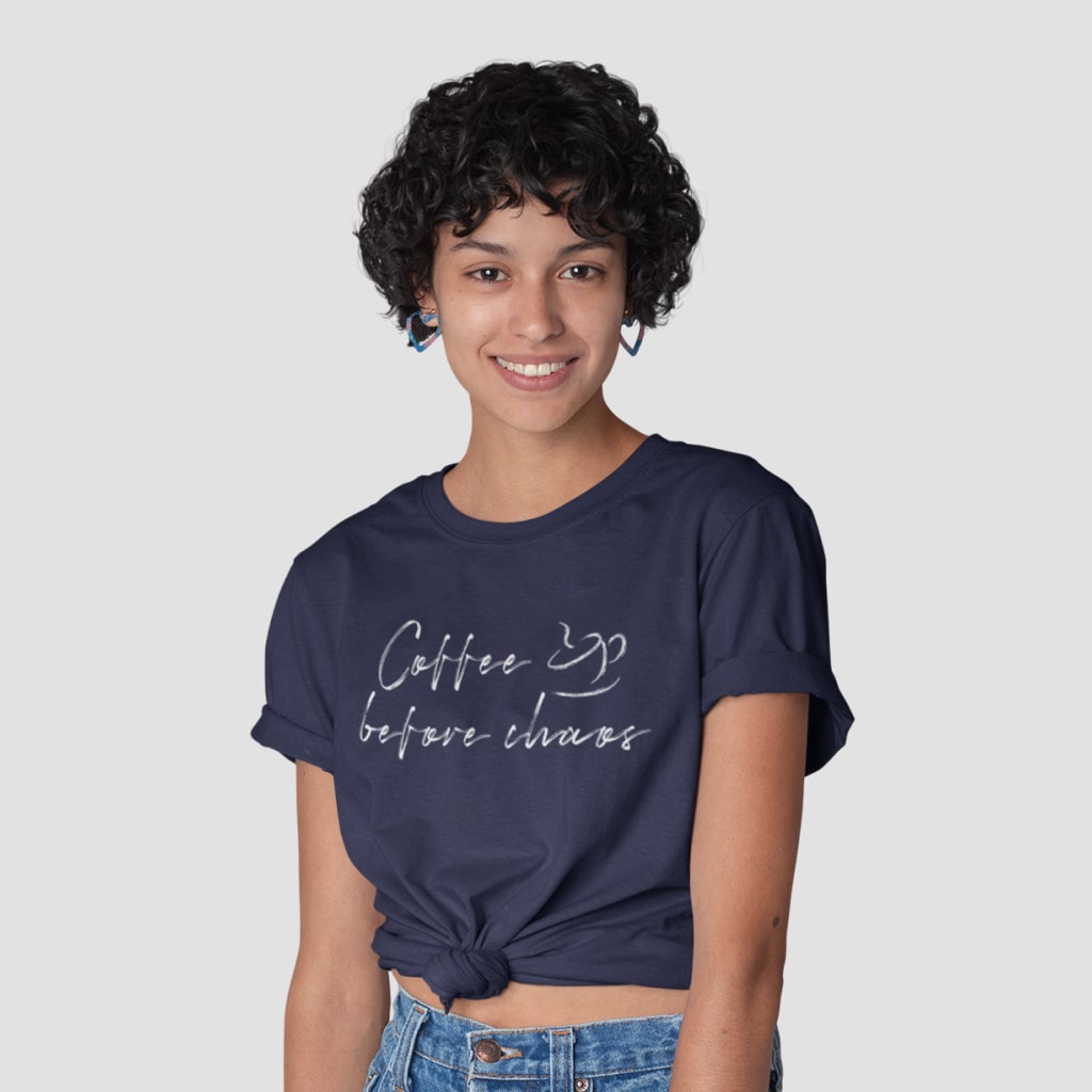 Coffee Before Chaos Unisex Jersey T-Shirt Made in USA