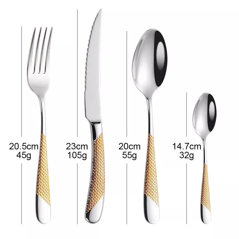 Gold Plated Stainless Steel Cutlery Set for Elegant Dining