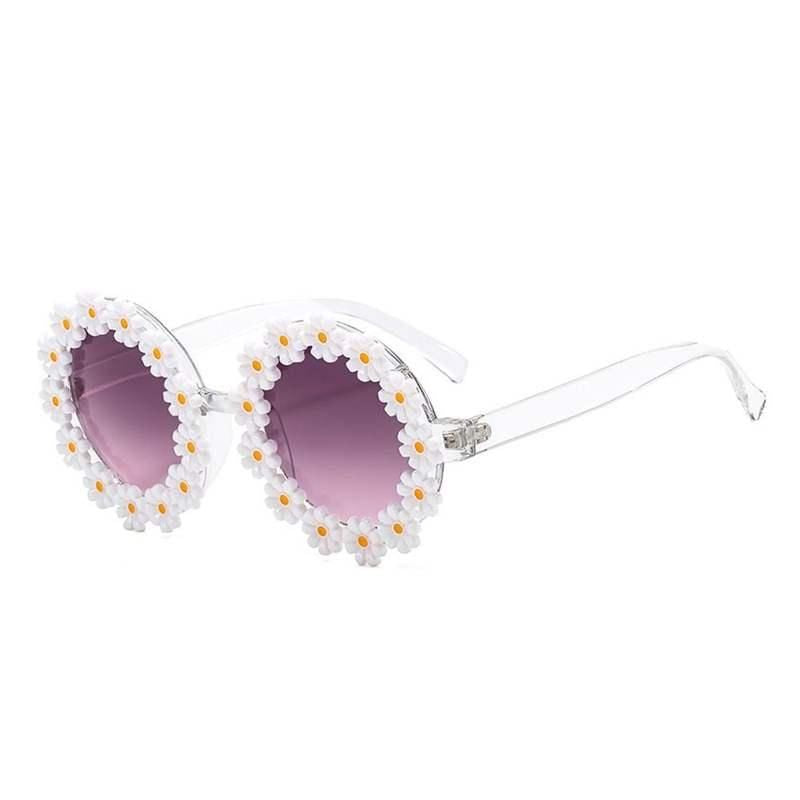 Trendy Daisy Flower Sunglasses for Women - Fun Retro Round Sunnies for Festivals and Parties