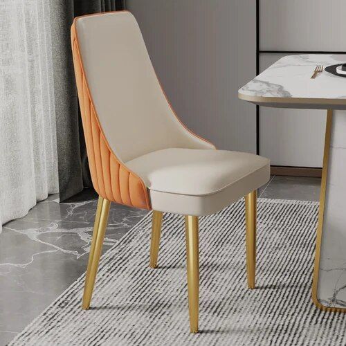 Elegant Modern Dining Chair with Gold Legs - Luxury Synthetic Leather Seating for Home and Events