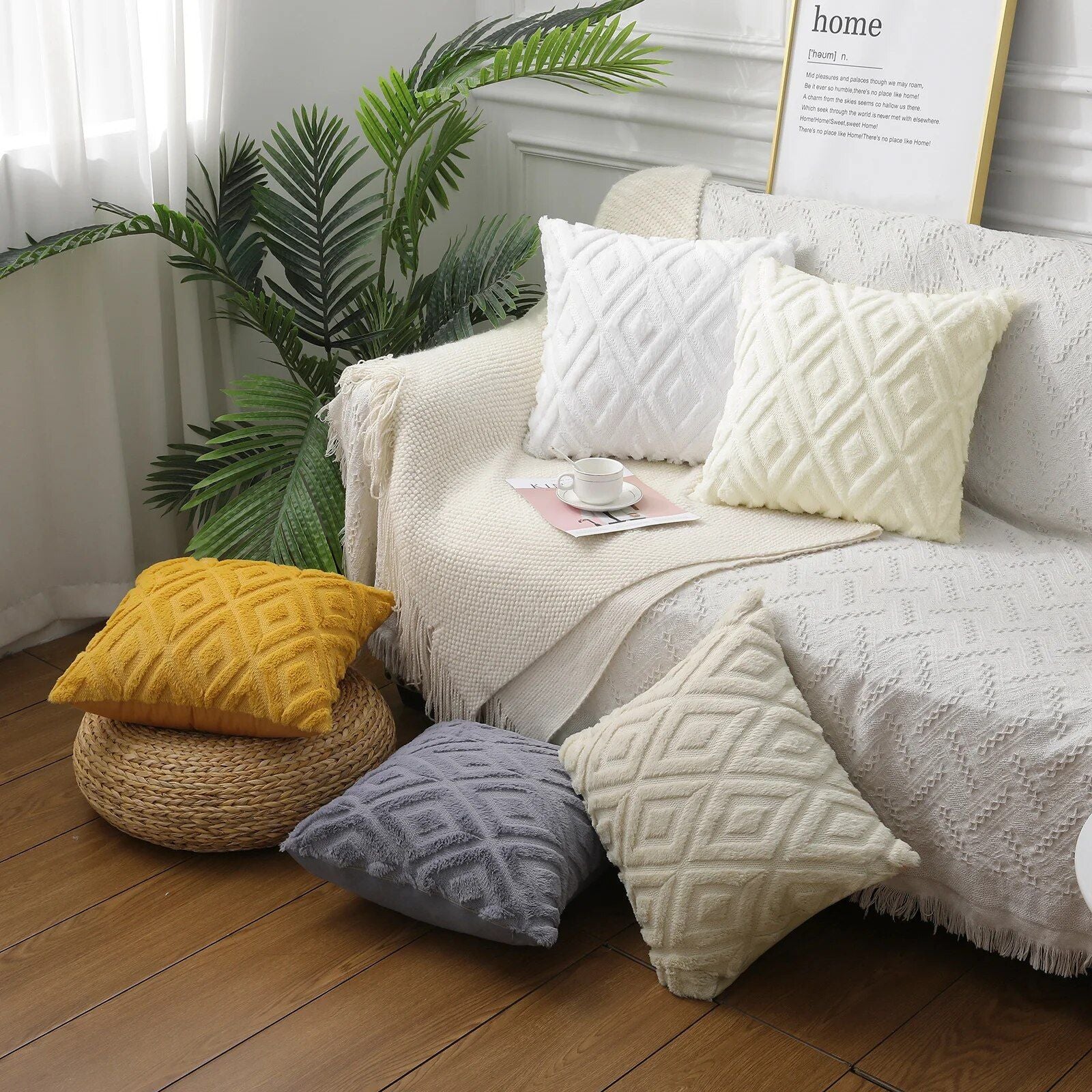 Luxury Geometric Cotton-Linen Throw Pillow Cover