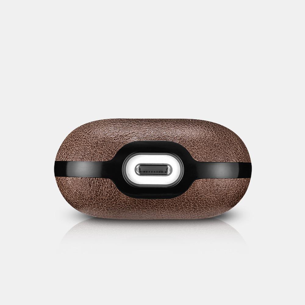 Brown Genuine Leather AirPods 2 Case with Color Embossing