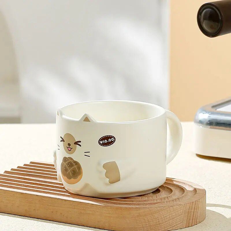 Ceramic Cat Ear Mug 300ML - Eco-Friendly Cartoon Porcelain Coffee Cup