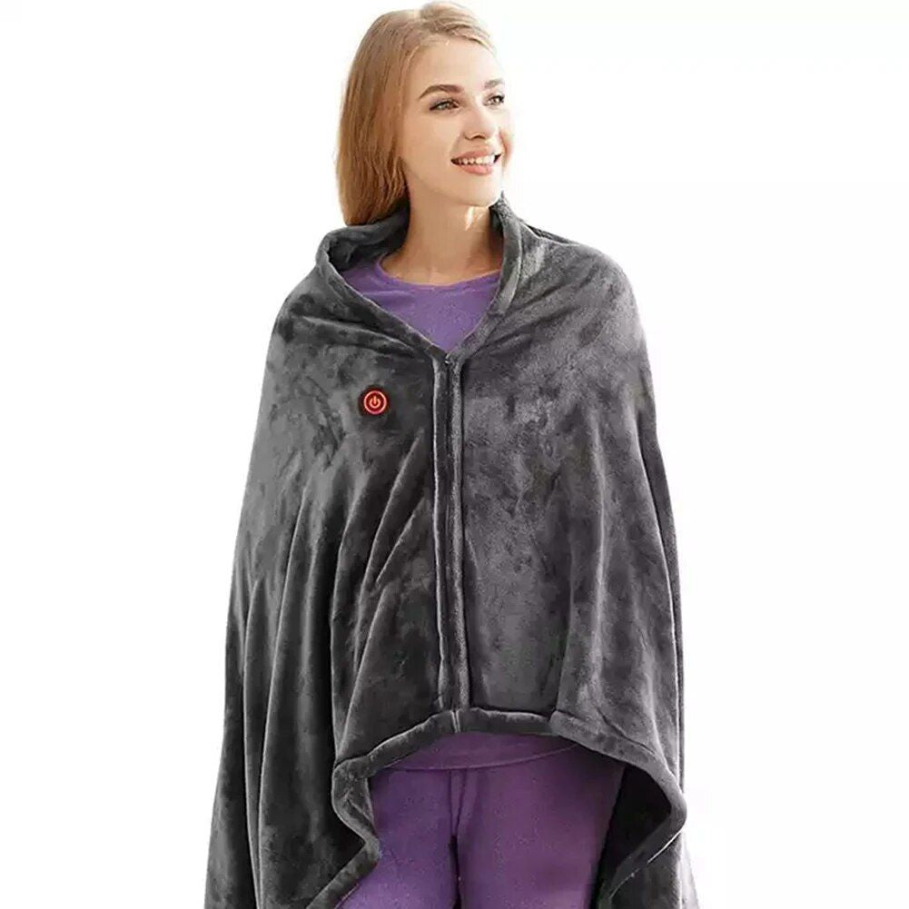 USB Charging Velvet Heated Shawl Blanket