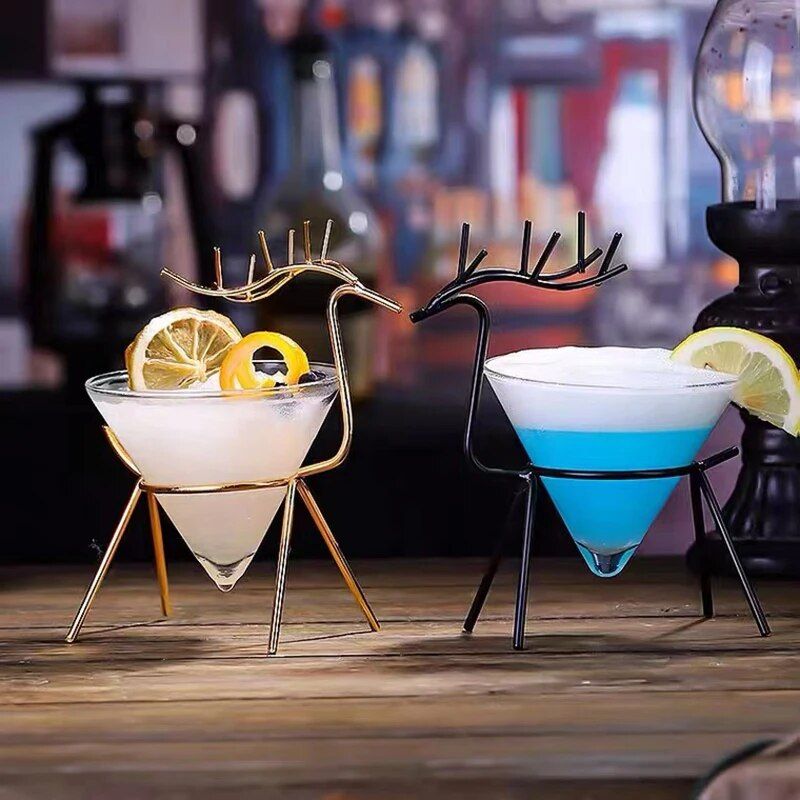 Elegant Deer Iron Cocktail Glass - Unique Glassware for Parties and Bars