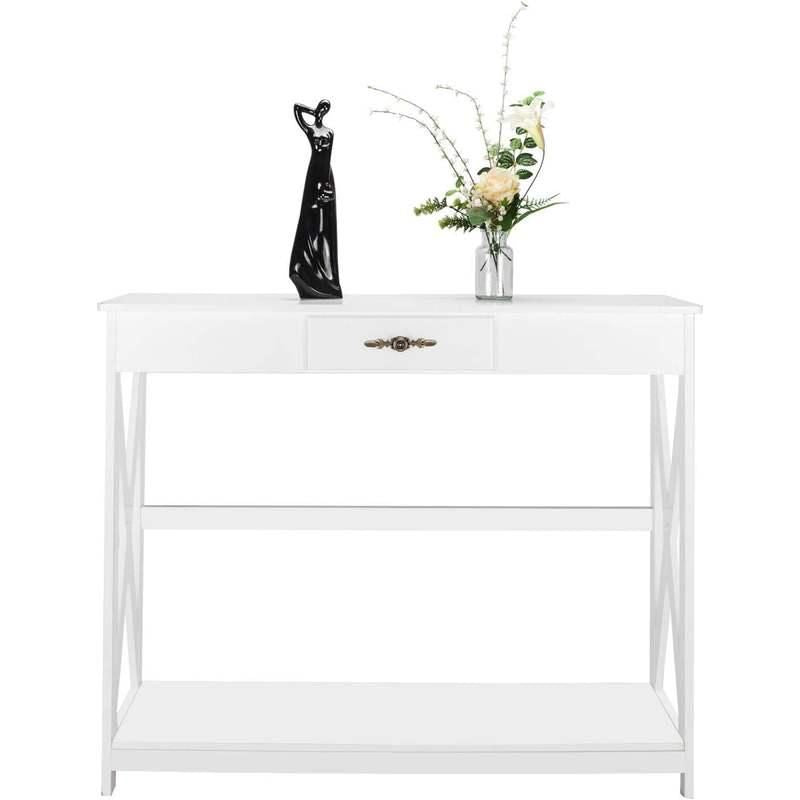 Elegant Farmhouse Console Table with Drawer and Shelf