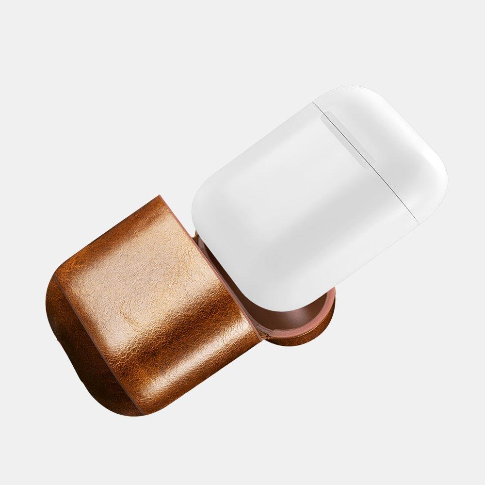 Luxury Light Brown Premium Leather AirPods 1 & 2 Case Hook Series