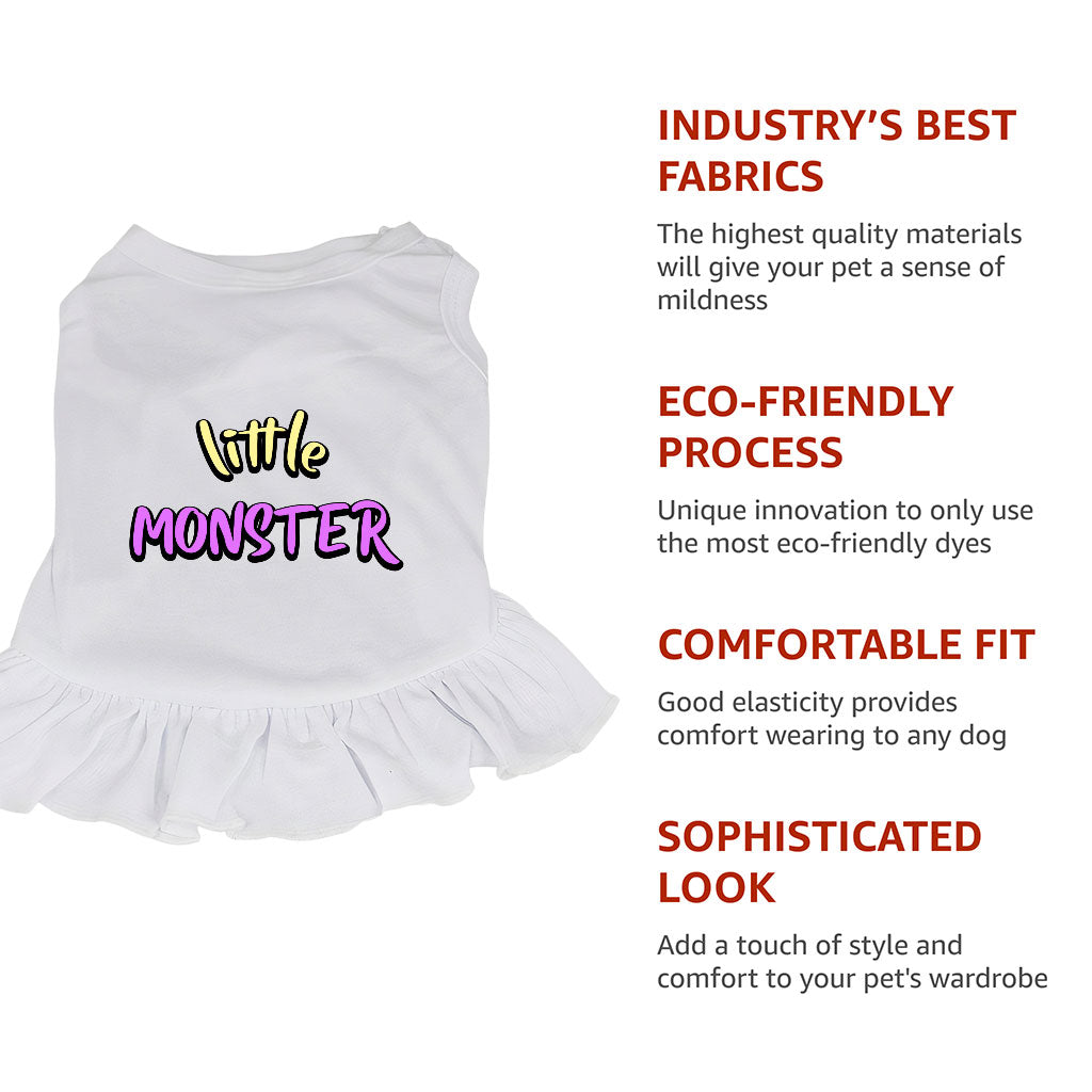 Little Monster Dog Sundress - Unique Dog Dress Shirt - Word Print Dog Clothing