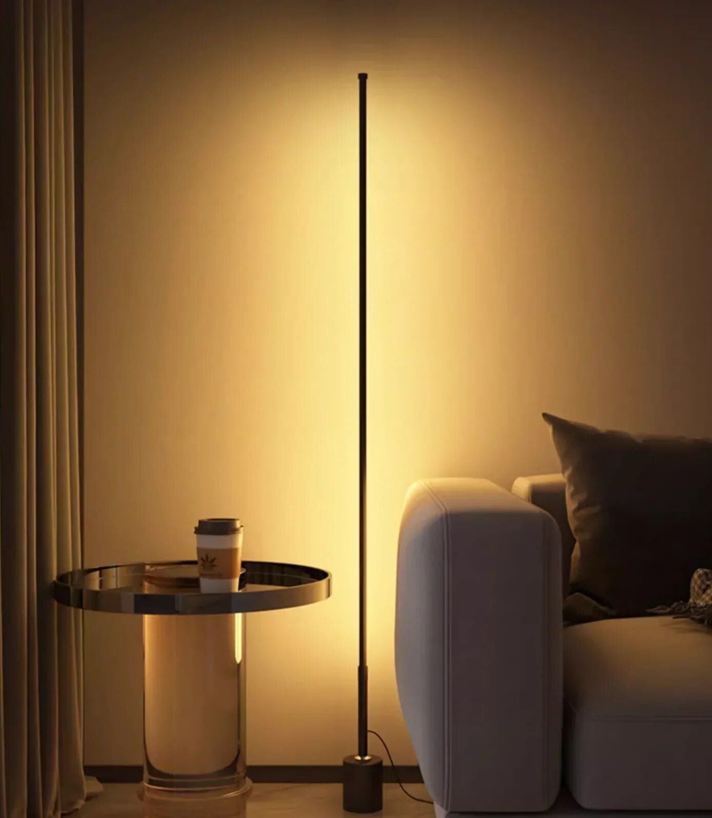 Modern Nordic LED Corner Floor Lamp - Dimmable, Remote-Controlled Mood Light for Home Decor