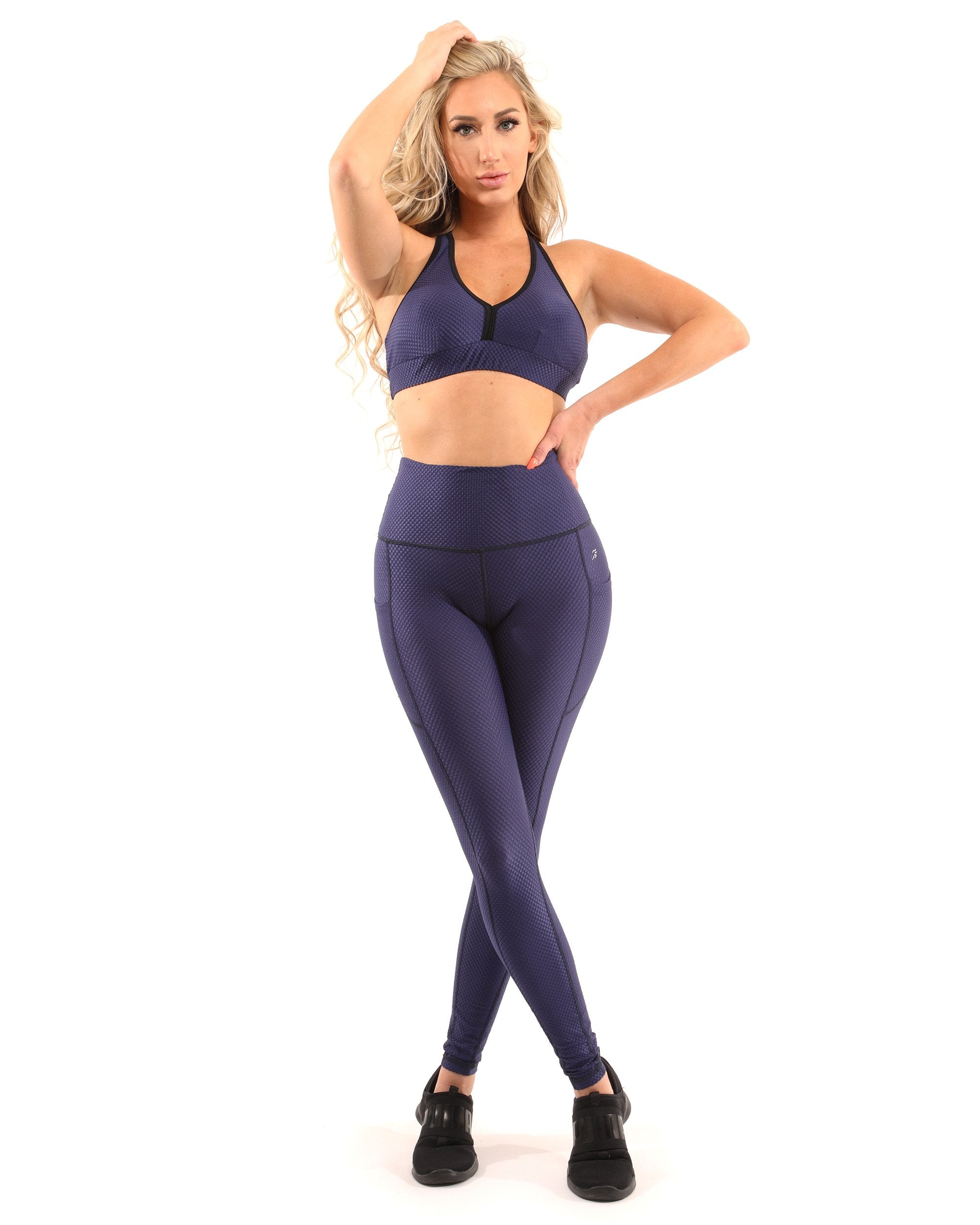 Venice Activewear Set - Leggings & Sports Bra - Navy [MADE IN ITALY]