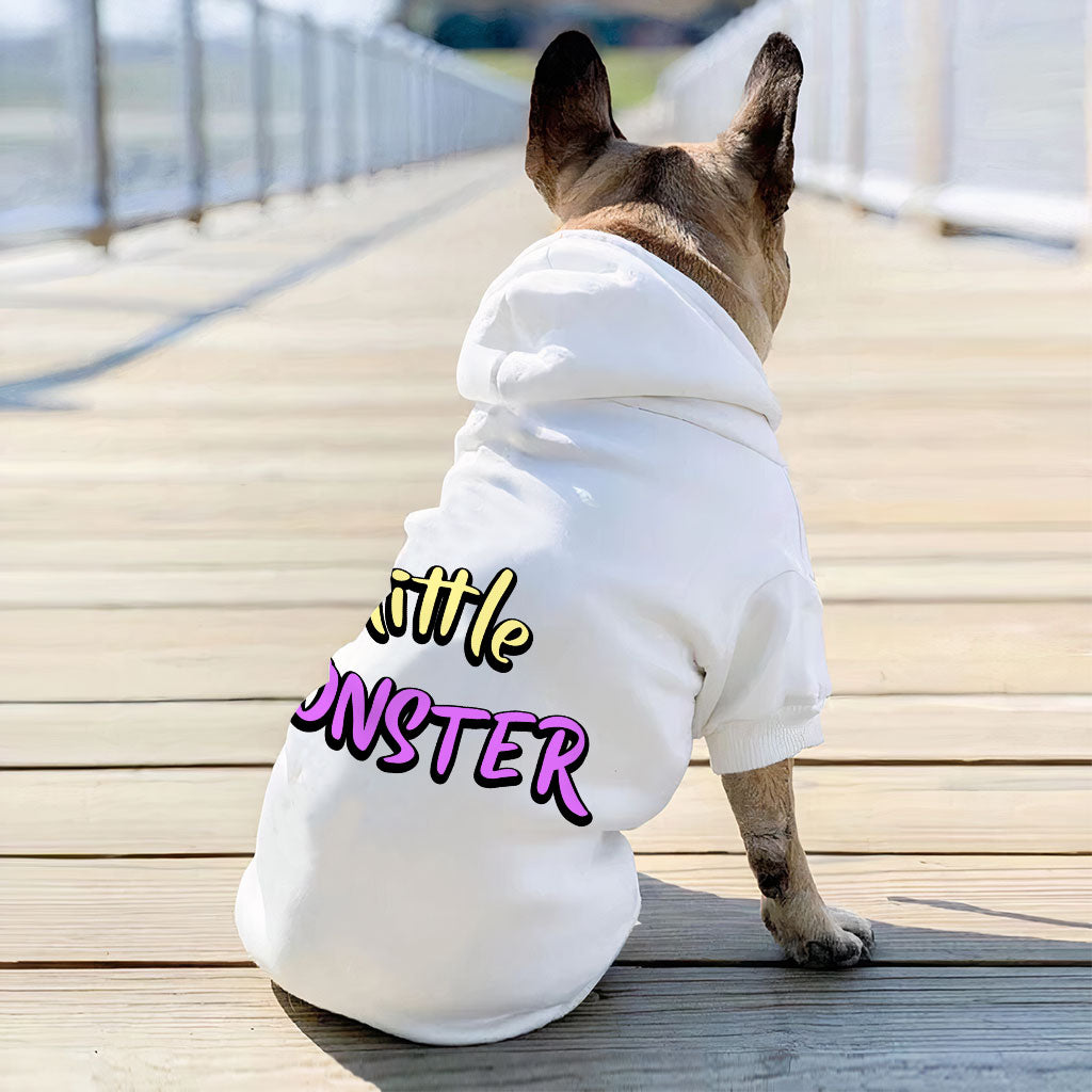 Little Monster Dog Hoodie - Unique Dog Coat - Word Print Dog Clothing