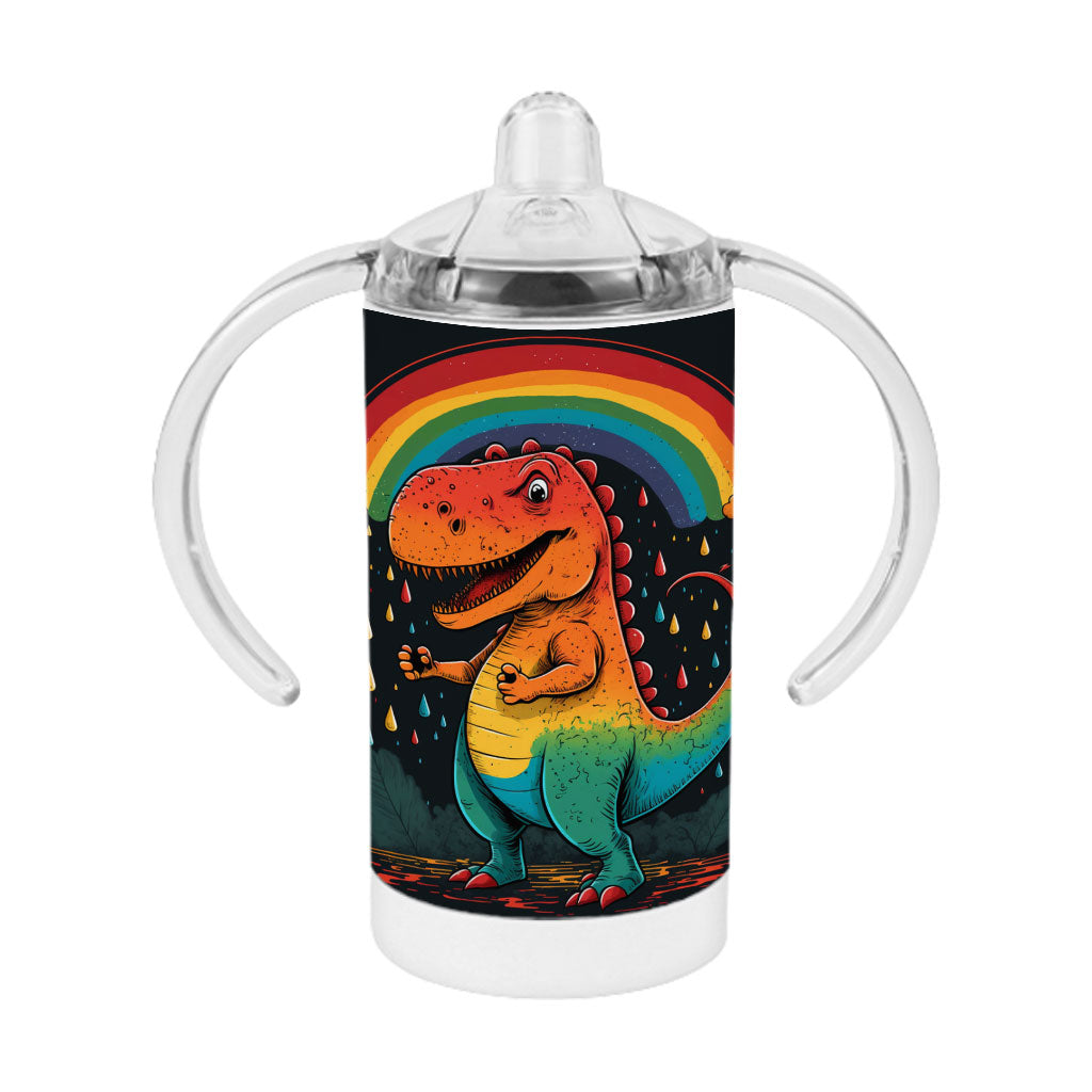 Rainbow Dinosaur Sippy Cup - Cartoon Baby Sippy Cup - Cute Design Sippy Cup