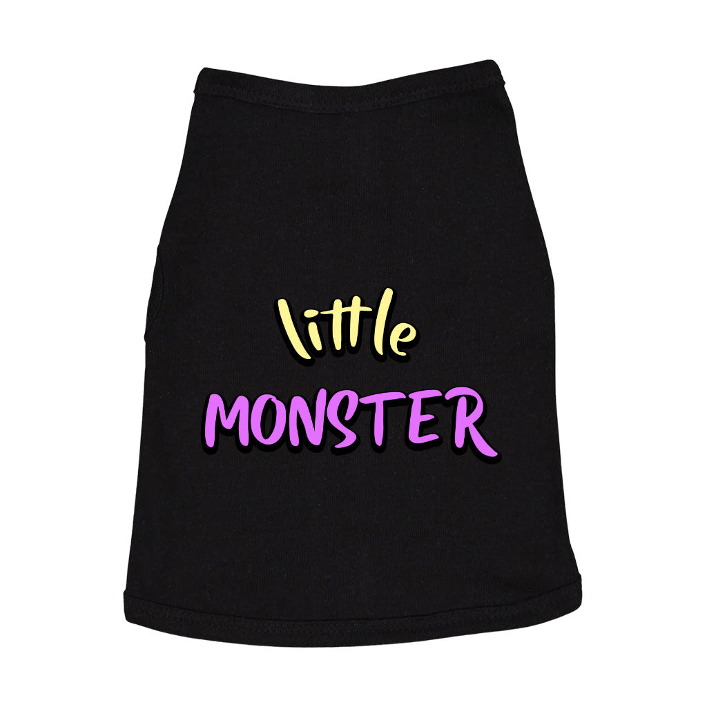 Little Monster Dog Sleeveless Shirt - Unique Dog Shirt - Word Print Dog Clothing