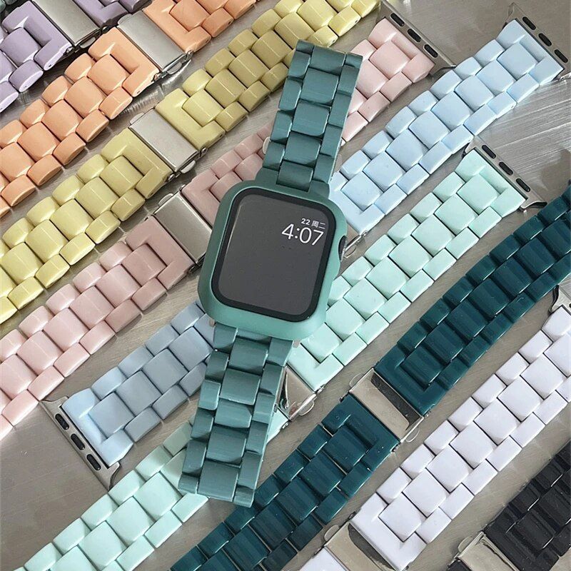 Chic Candy-Colored Resin Strap for 38mm-45mm Smartwatches