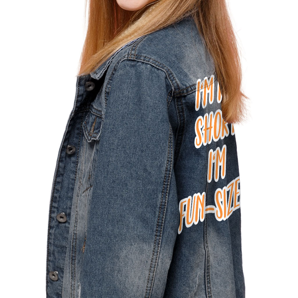 I'm not Short I'm Fun Sized Kids' Denim Jacket - Funny Quote Jean Jacket - Printed Denim Jacket for Kids