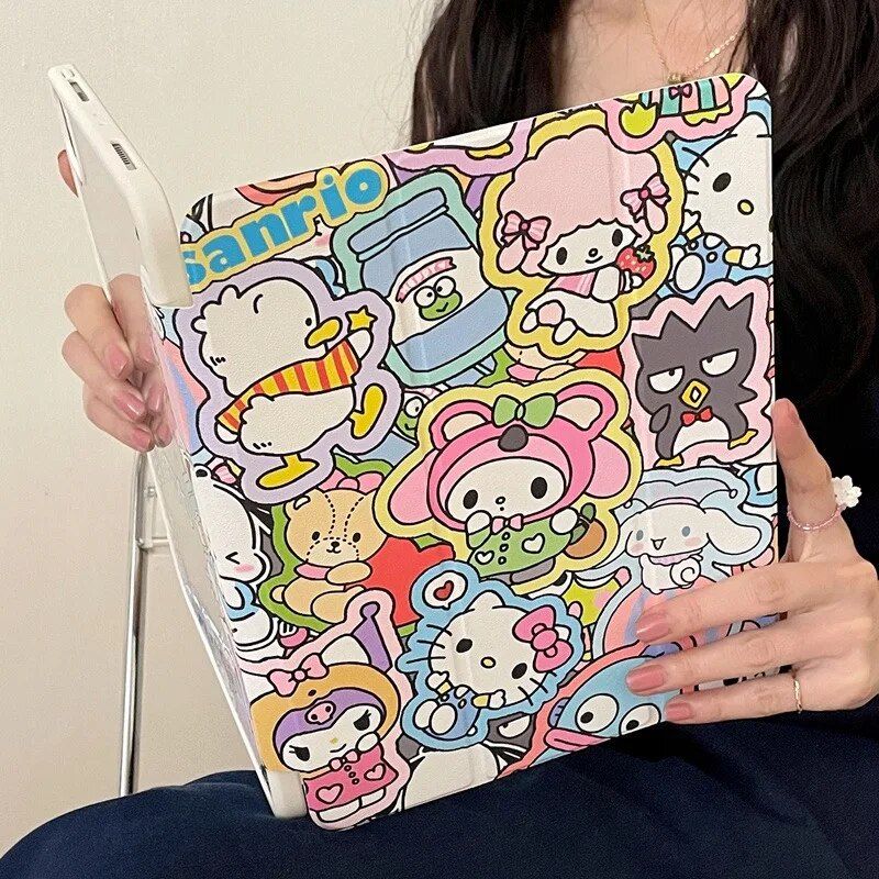 Chic Hello Kitty Kuromi iPad Case with Pen Slot