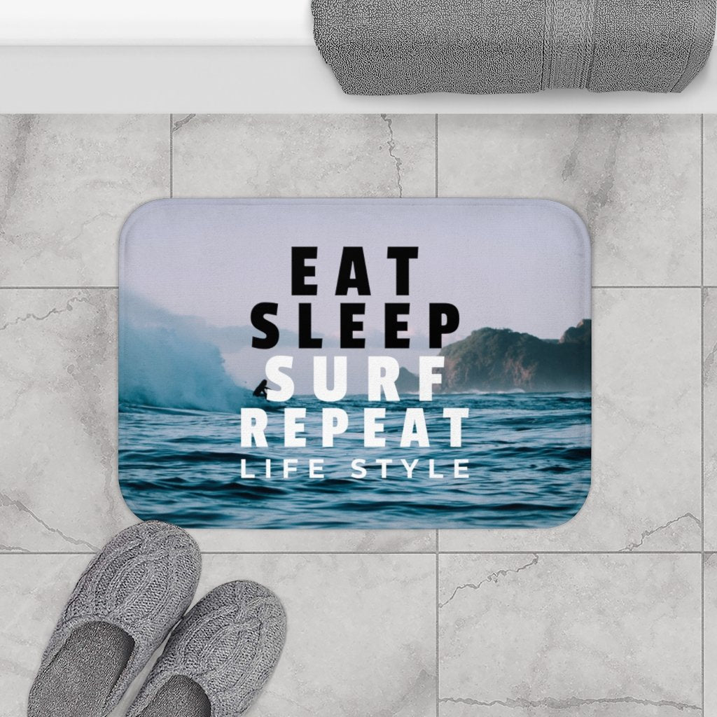 Eat, Sleep, Surf and Repeat Bath Mat | Yellow Pandora