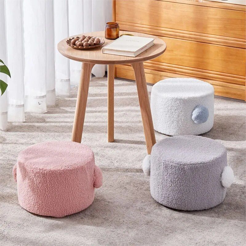 Modern Korean Style Wooden Stool & Ottoman