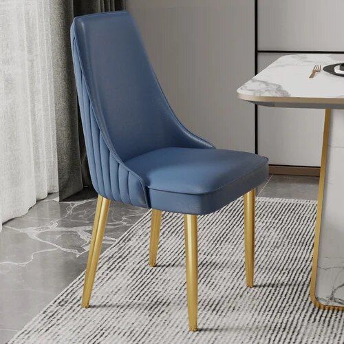 Elegant Modern Dining Chair with Gold Legs - Luxury Synthetic Leather Seating for Home and Events