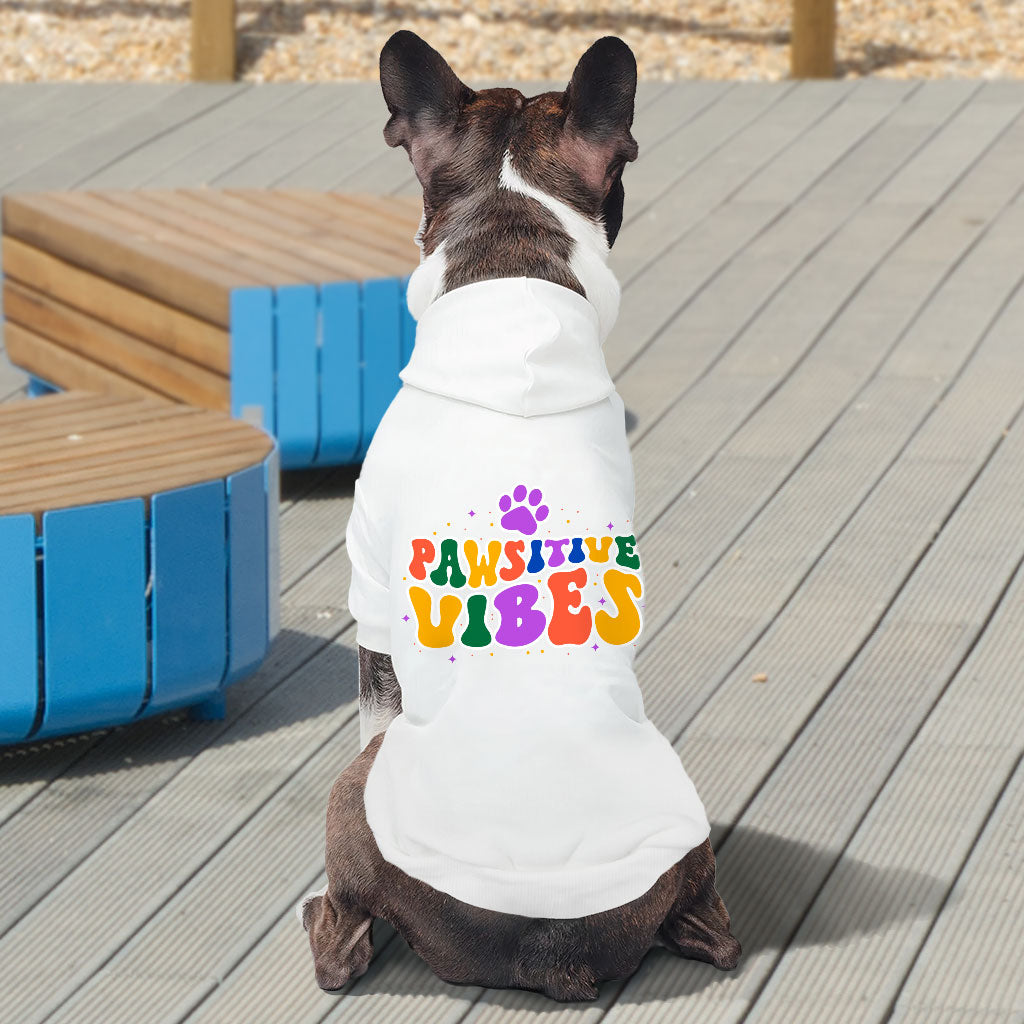 Pawsitive Vibes Dog Hoodie - Colorful Text Dog Coat - Cool Dog Clothing