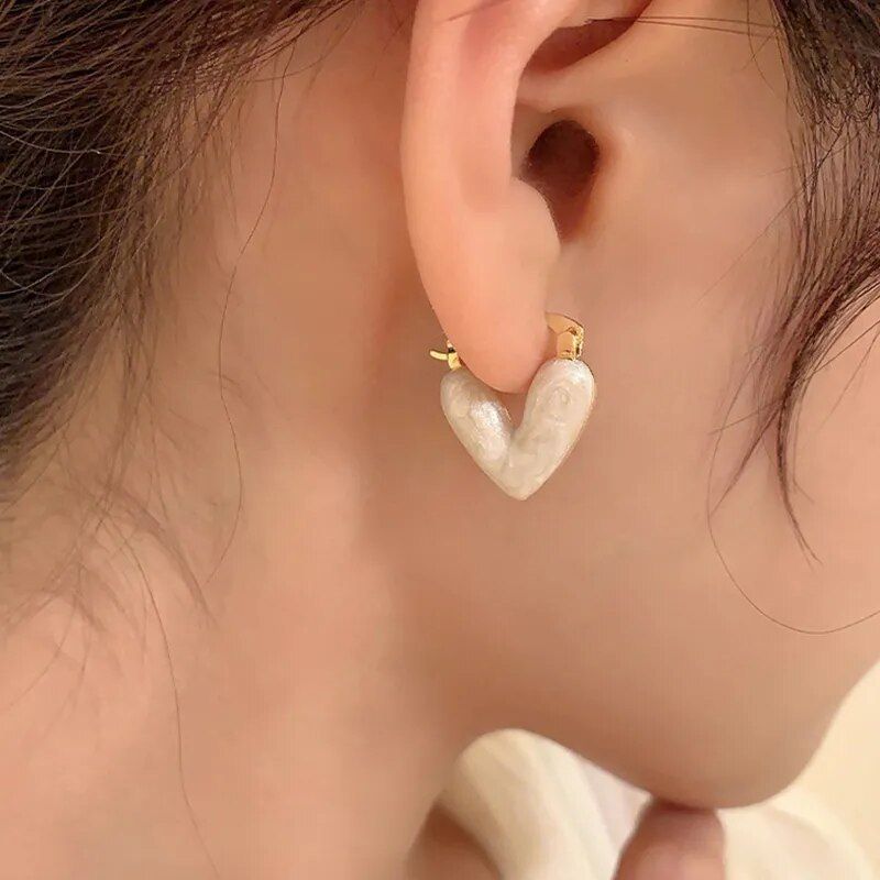 Elegant Heart Drop Stud Earrings for Women