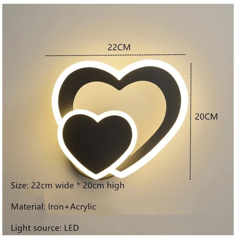 Modern Nordic LED Heart-Shaped Wall Lamp for Cozy Illumination