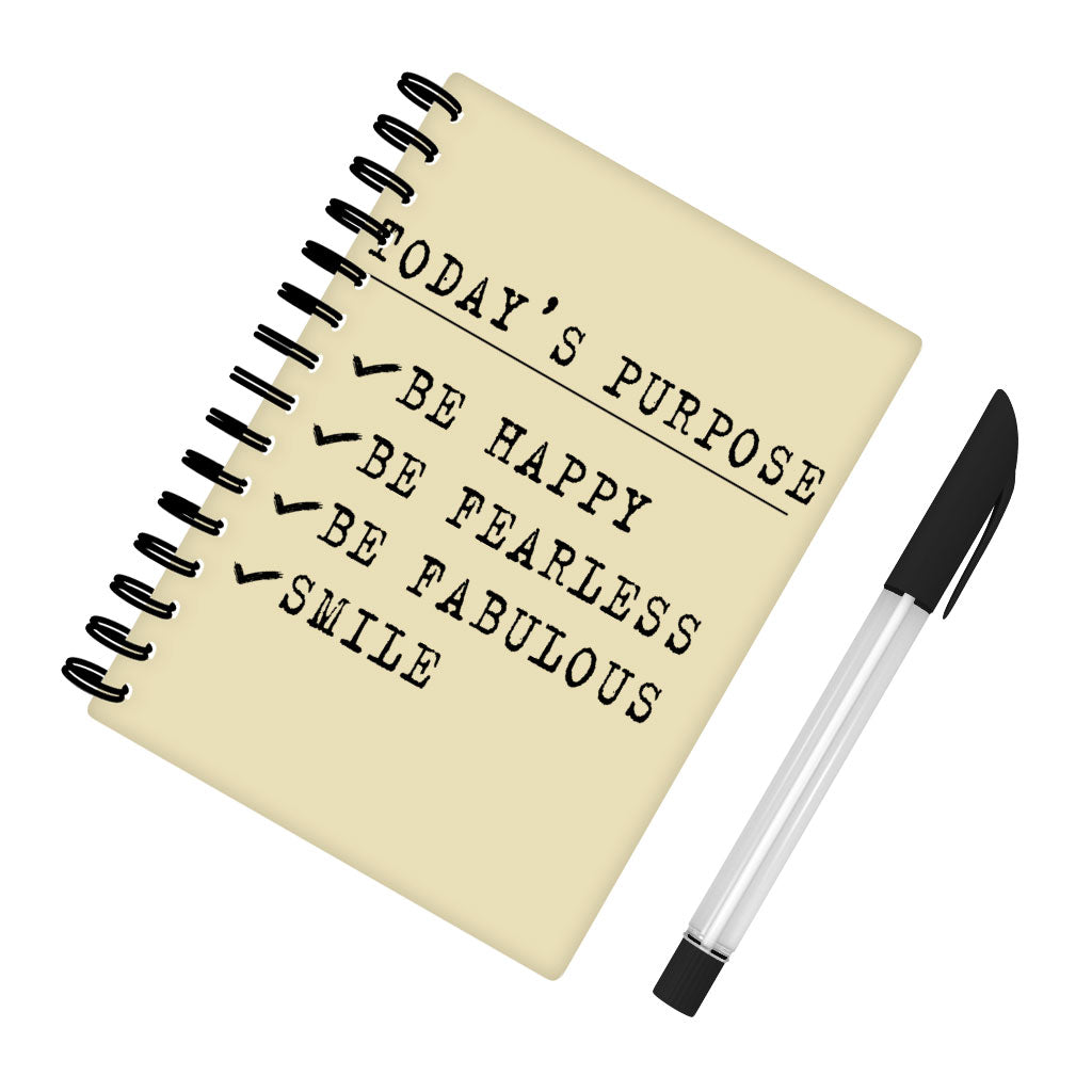 Today's Purpose Spiral Notebook - Quote Notebook - Graphic Notebook