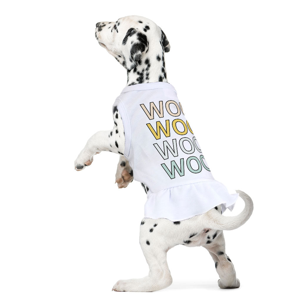 Woof Dog Sundress - Word Art Dog Dress Shirt - Beautiful Dog Clothing