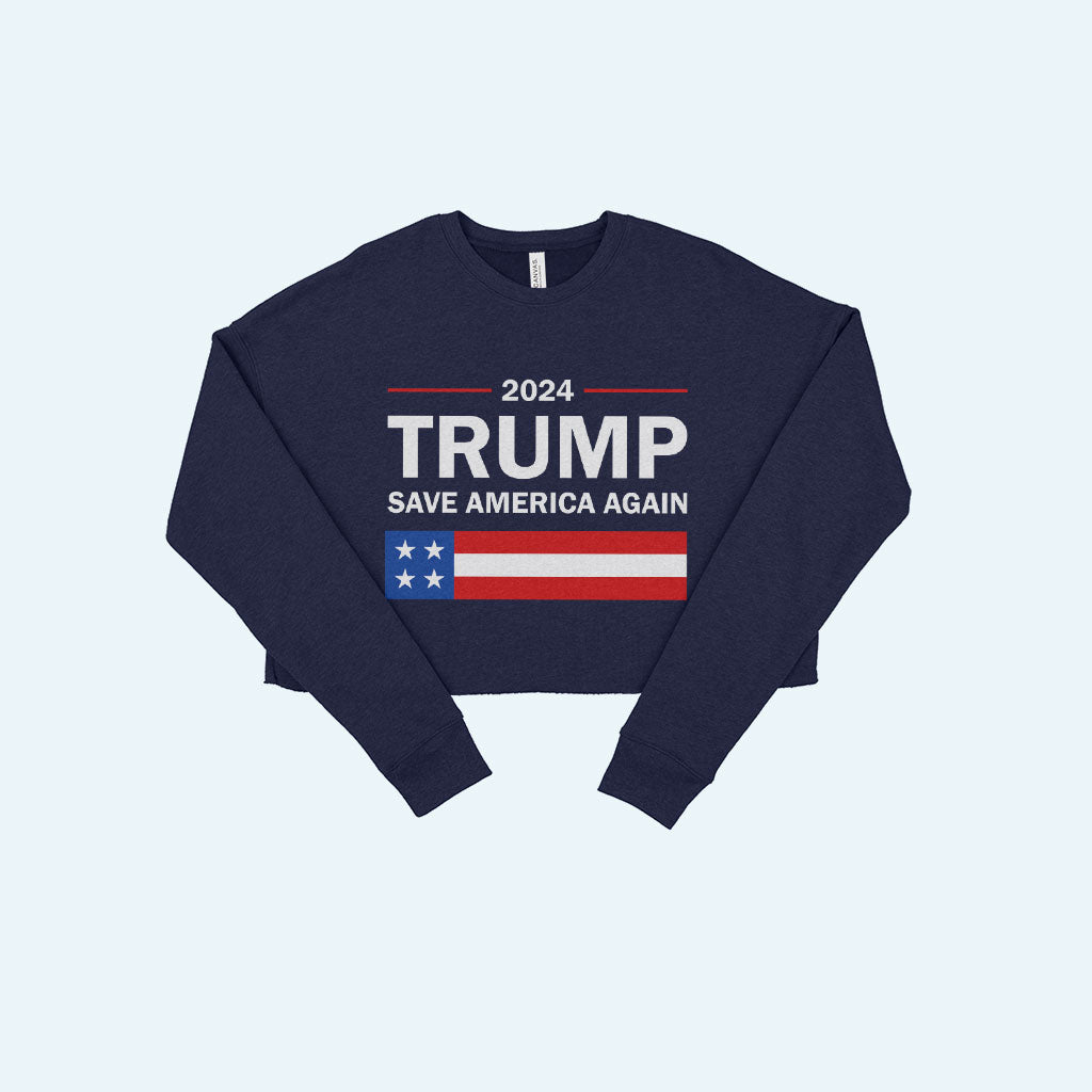 Women's Cropped Fleece Trump Sweatshirt - Donald Trump Sweatshirt