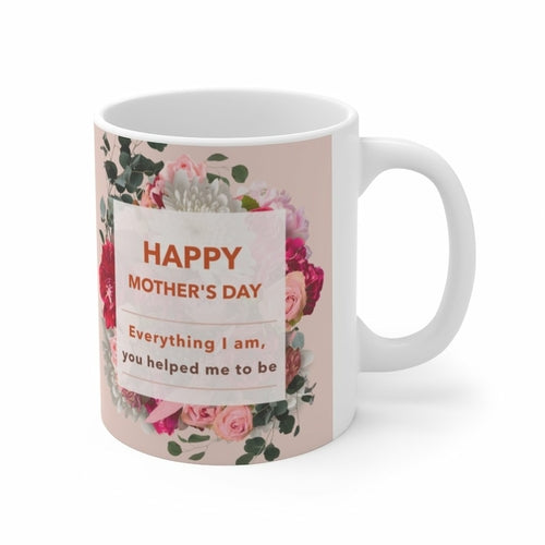 "Happy Mother's Day" Floral Theme Ceramic Mug, 11oz