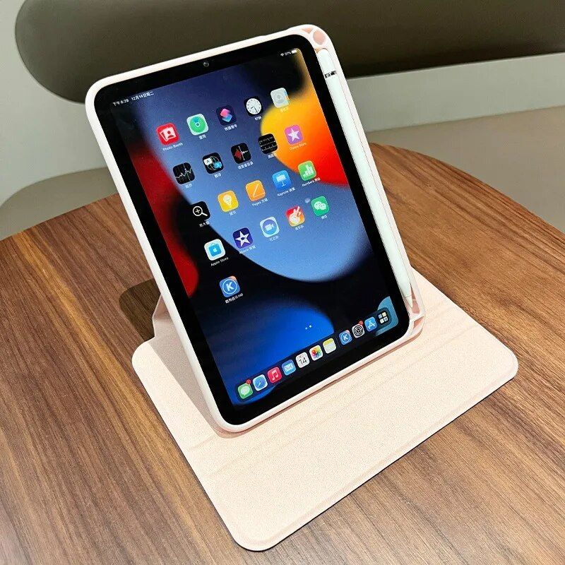 360° Rotating Leather iPad Case with Pencil Holder for Multiple iPad Generations