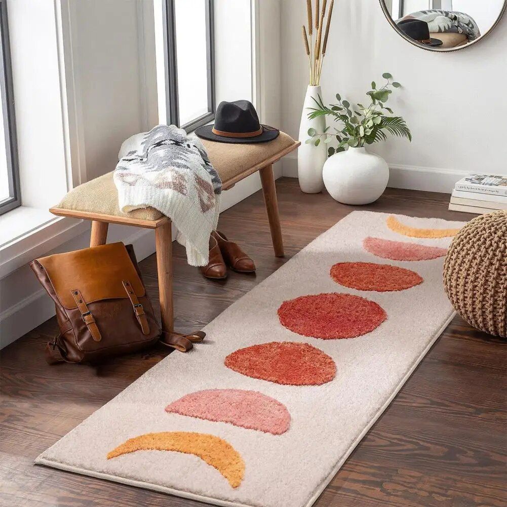 Cloud-Soft Moon Patterned Anti-Skid Bedside Carpet