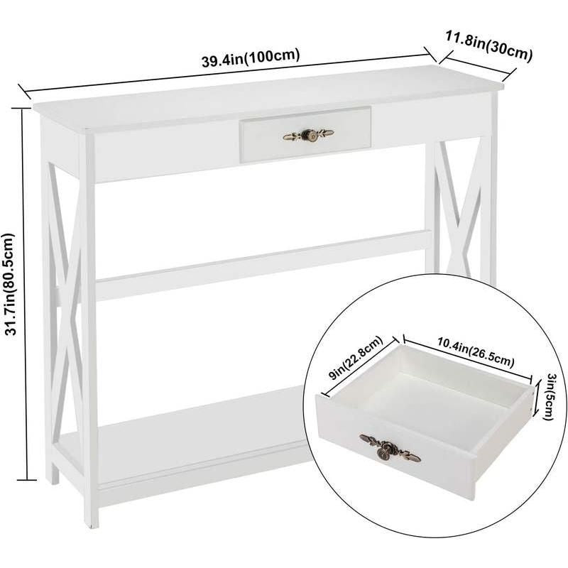 Elegant Farmhouse Console Table with Drawer and Shelf