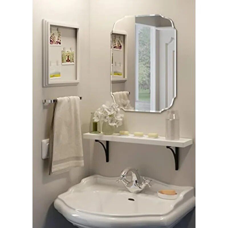 Elegant Silver Glass Mirror for Vanity and Wall Decor, 18"x 24" - Ideal for Bathroom, Bedroom, and Living Room