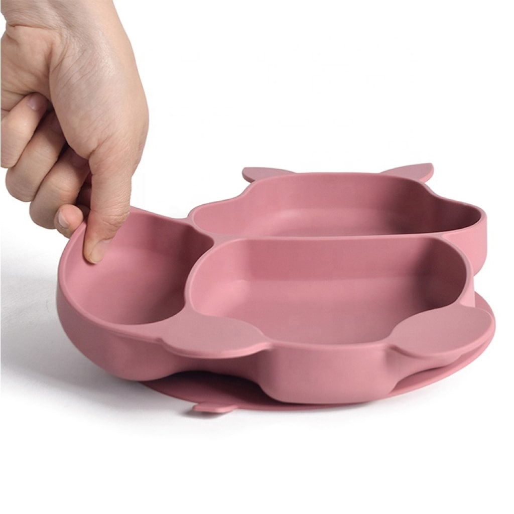 Pink Silicone Plate And Utensils