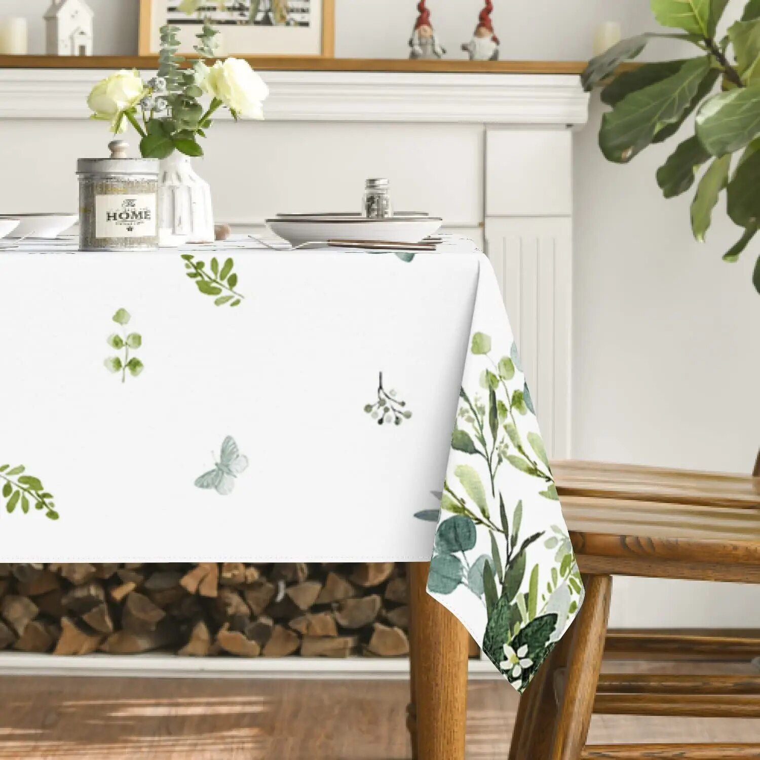 Elegant Spring Eucalyptus Waterproof Tablecloth for All Occasions