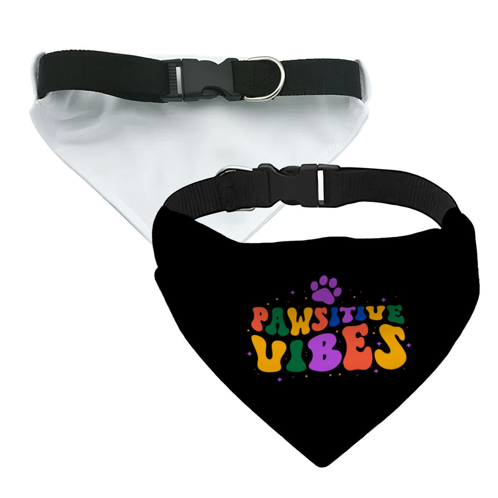 Pawsitive Vibes Pet Bandana Collar - Colorful Text Scarf Collar - Cool Dog Bandana