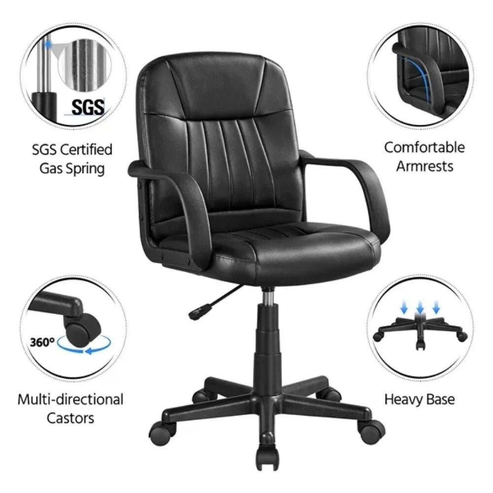 Adjustable Faux Leather Swivel Office Chair - Elevate Your Workspace Comfort