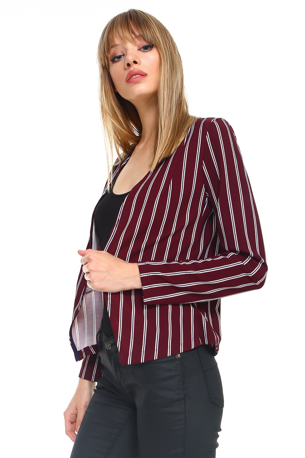 Stripe Zipper Detail Blazer