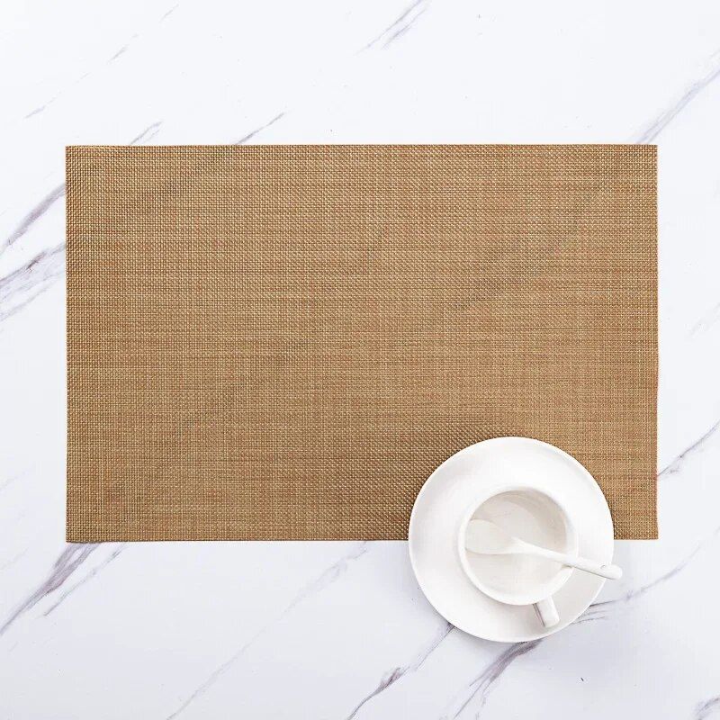 Elegant & Durable PVC Weave Place Mats - Eco-Friendly, Washable Table Pads for Home & Outdoor Use