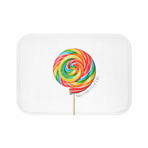 Lollipop Sweetness of Life in White Message Bath Mat