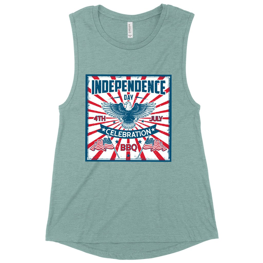 Women's Muscle Independence Day Celebration Tank - Vintage Independence Day Tank - Patriotic Tank