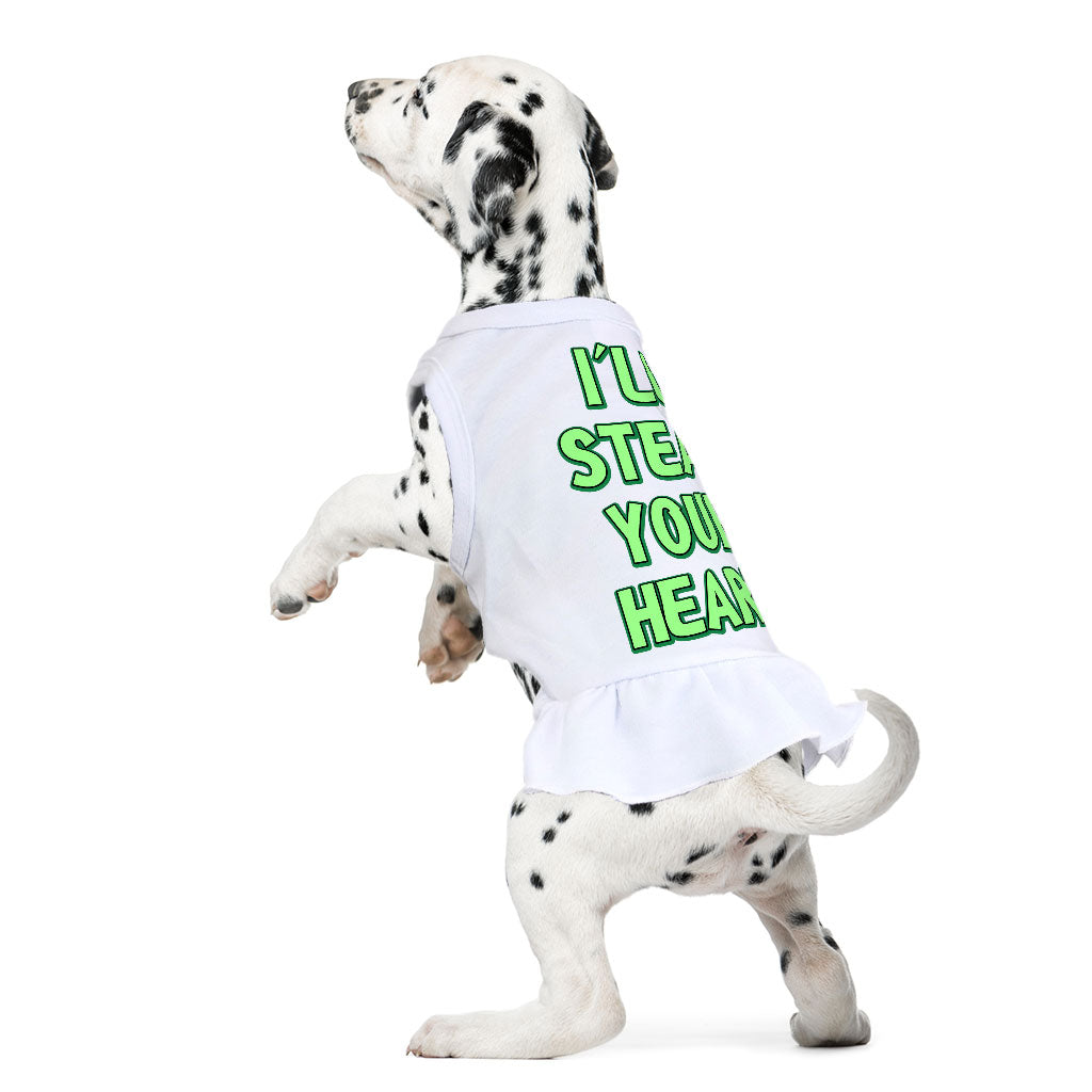 I'll Steal Your Heart Dog Sundress - Art Print Dog Dress Shirt - Word Design Dog Clothing