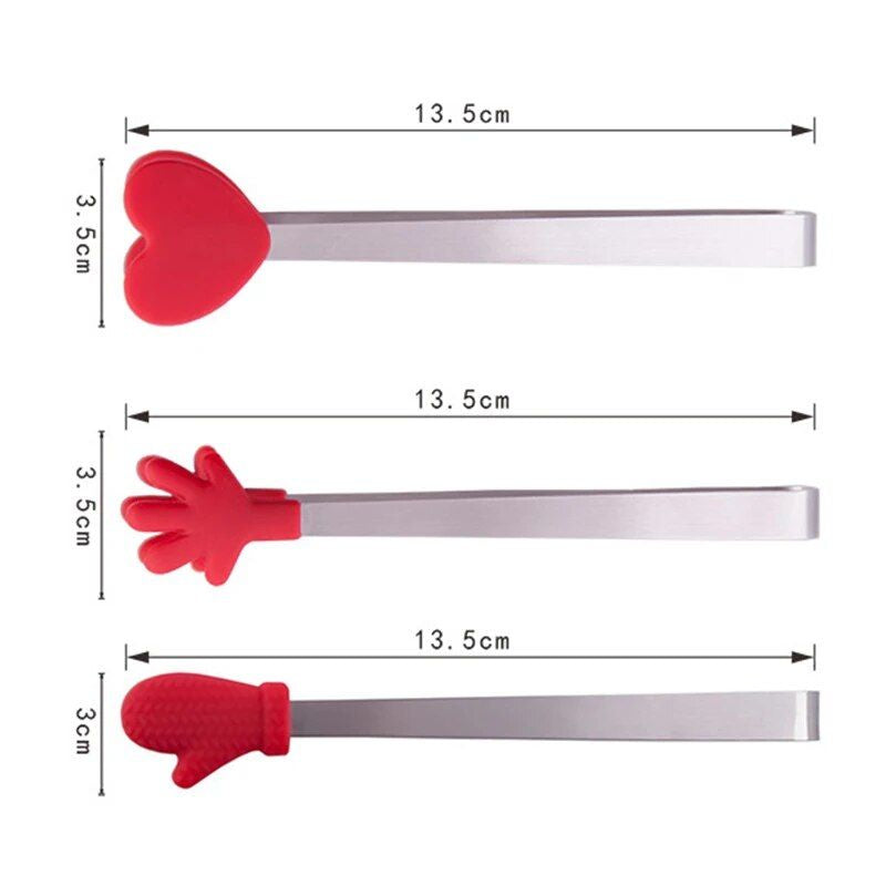 Creative Small Palm Heart Silicone Food Tongs