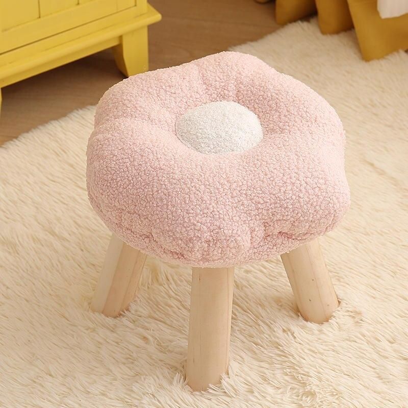 Colorful Flower-Shaped Wooden Stool Ottoman