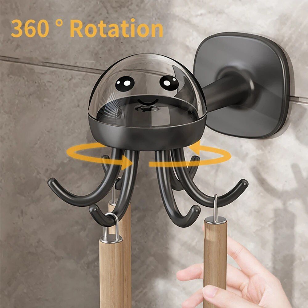 Multi-Functional 360° Rotatable Octopus Hook Organizer for Kitchen and Bathroom